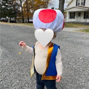 Super Mario Bros Toad hat and vest costume